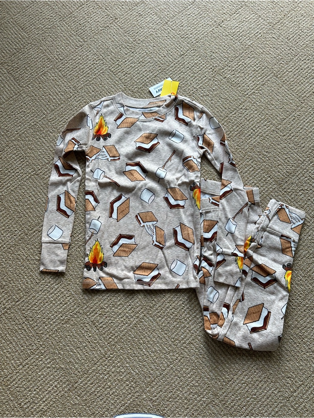Old Navy Beige S'mores Print Kids Pajama Set